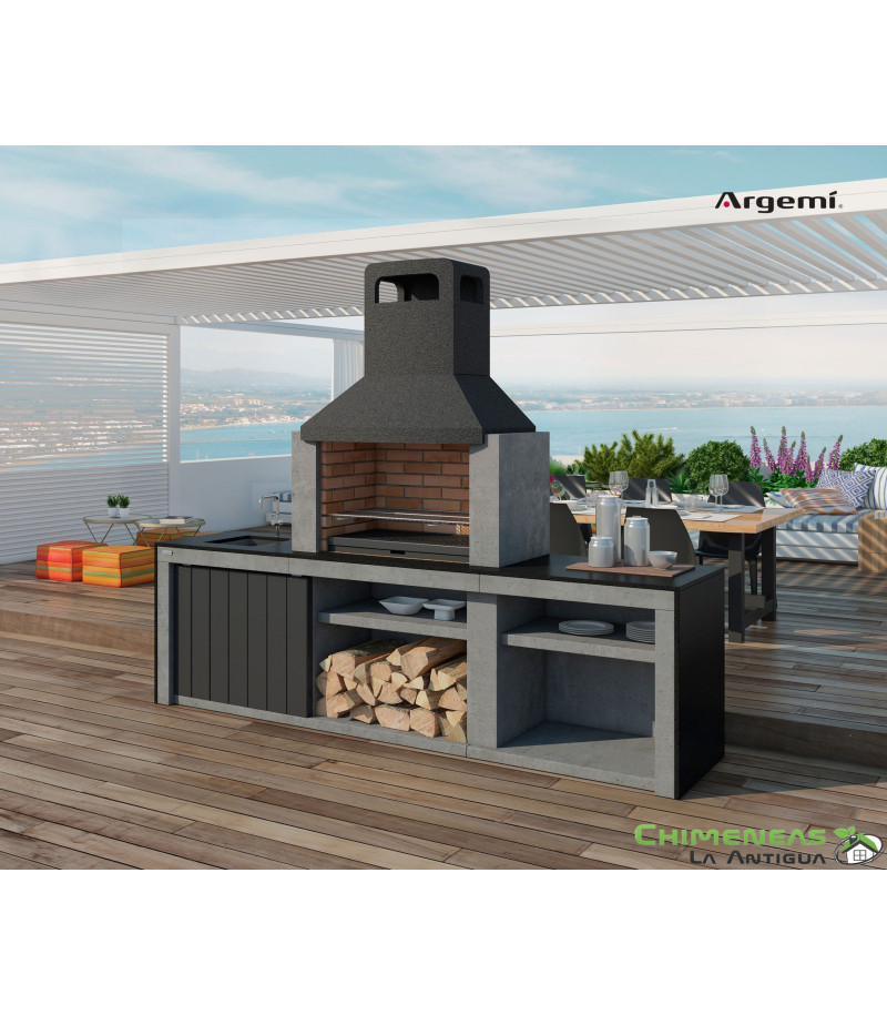BARBACOA DE LEÑA ATENAS PC-PT CON FREGADERO Y PUERTA