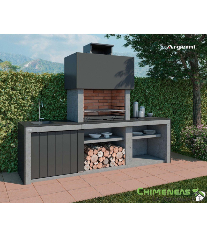 BARBACOA DE LEÑA BERLIN PC-PT CON FREGADERO Y PUERTA