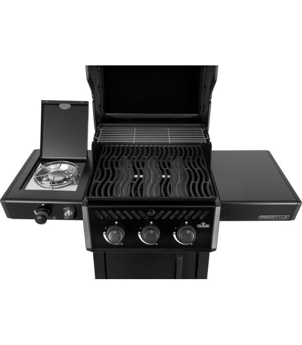 BARBACOA DE GAS FREESTYLE 365, 3 quemadores, quemador lateral tipo horno, negra
