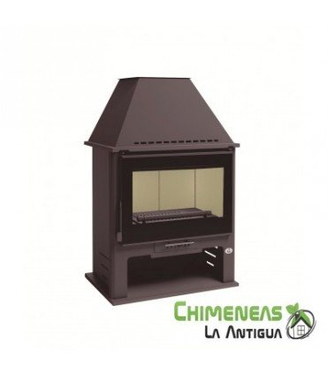 CHIMENEA DE LEÑA MODELO M-300 T (CRISTAL SERIGRAFIADO)